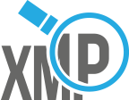 「XMP」と書かれた文字を虫眼鏡で見ている画像